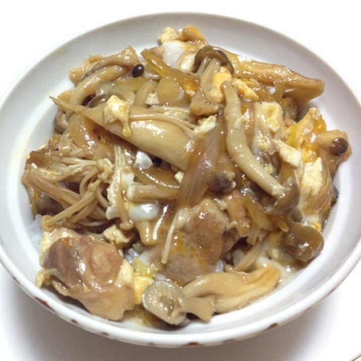 レンジできのこたっぷり親子丼